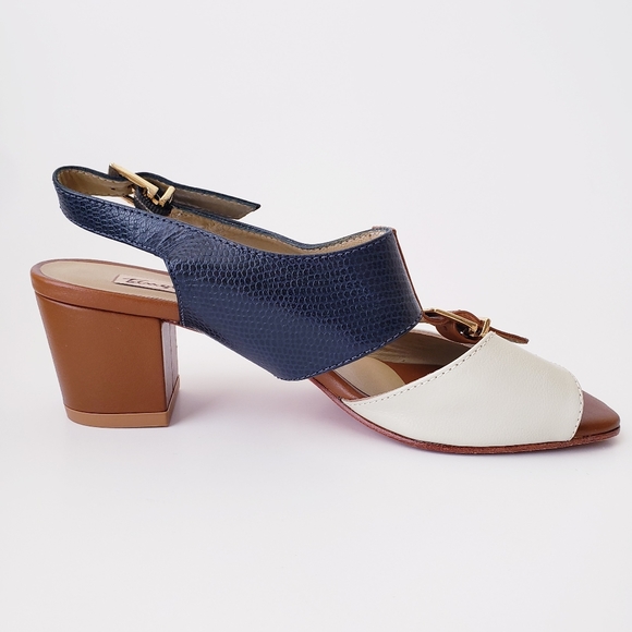 Vintage Tanguiis Leather Colorblock Heeled Sandals - Picture 6 of 14